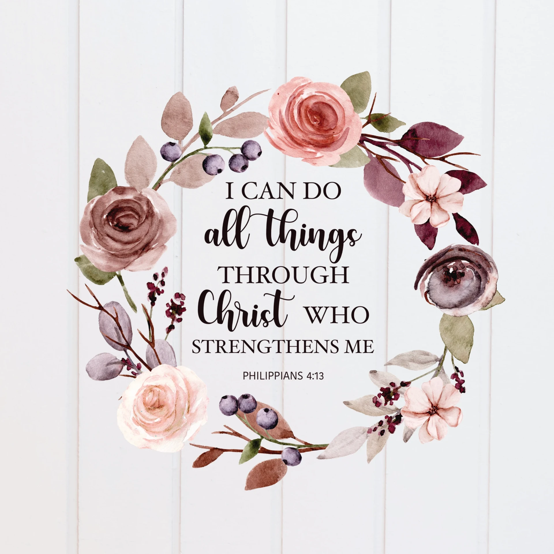 Philippians 4:13 written on an open Bible page — I can do all things through Christ who strengthens me